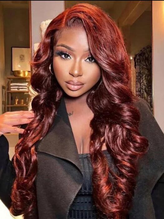 Simidola 13x4 Transparent Lace Reddish Brown Body Wave Lace Front Wig