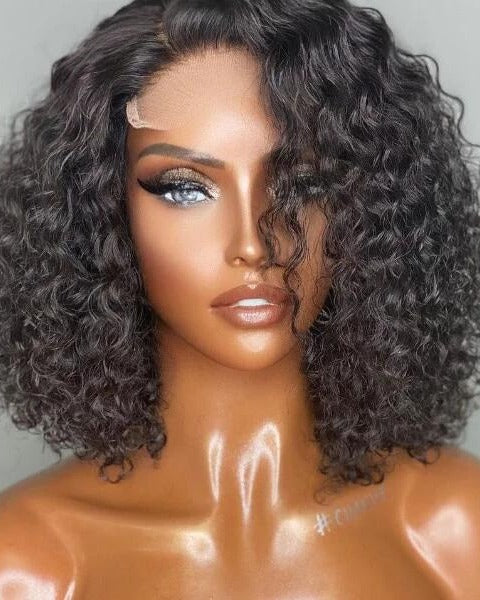 Simidola 4x4 Transparent Lace Deep Curly Heavy Density Bob Wig