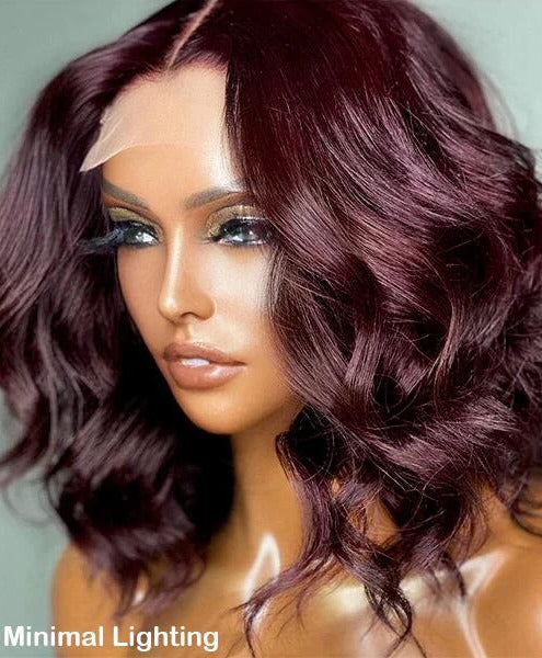 Simidola 4x4 HD Lace Dark Plum Color Loose Wave Closure Wig