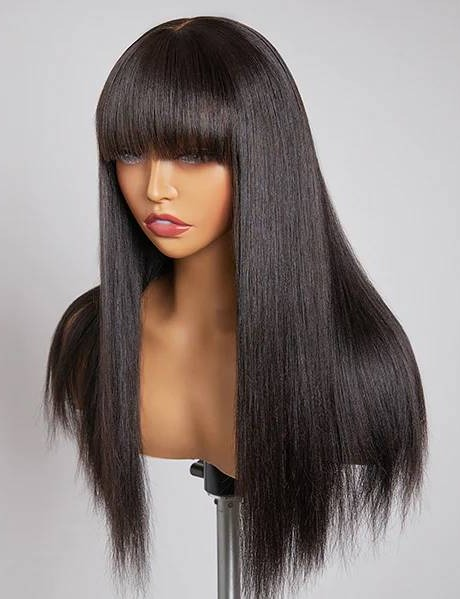 Simidola Undetectable 5x5 HD Lace Yaki Straight Ultra Natural Wig With Bangs