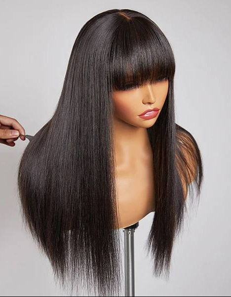 Simidola Undetectable 5x5 HD Lace Yaki Straight Ultra Natural Wig With Bangs