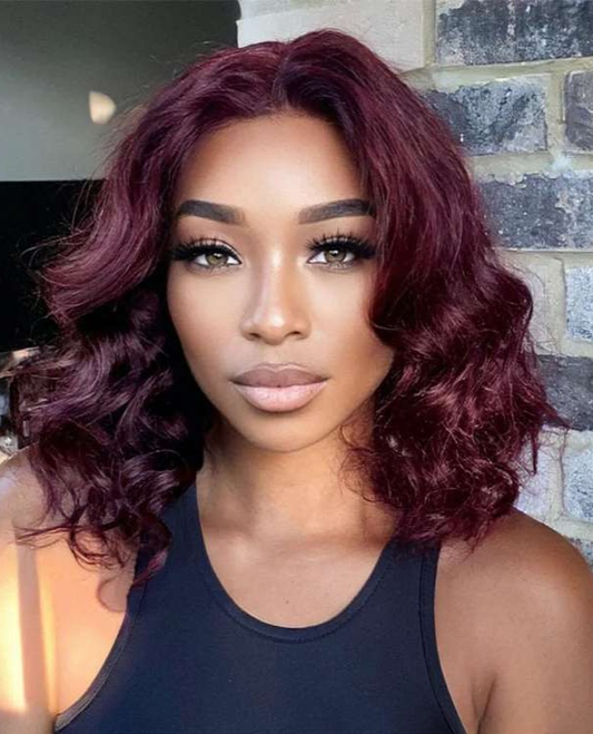 Simidola 4x4 HD Lace Dark Plum Color Loose Wave Closure Wig